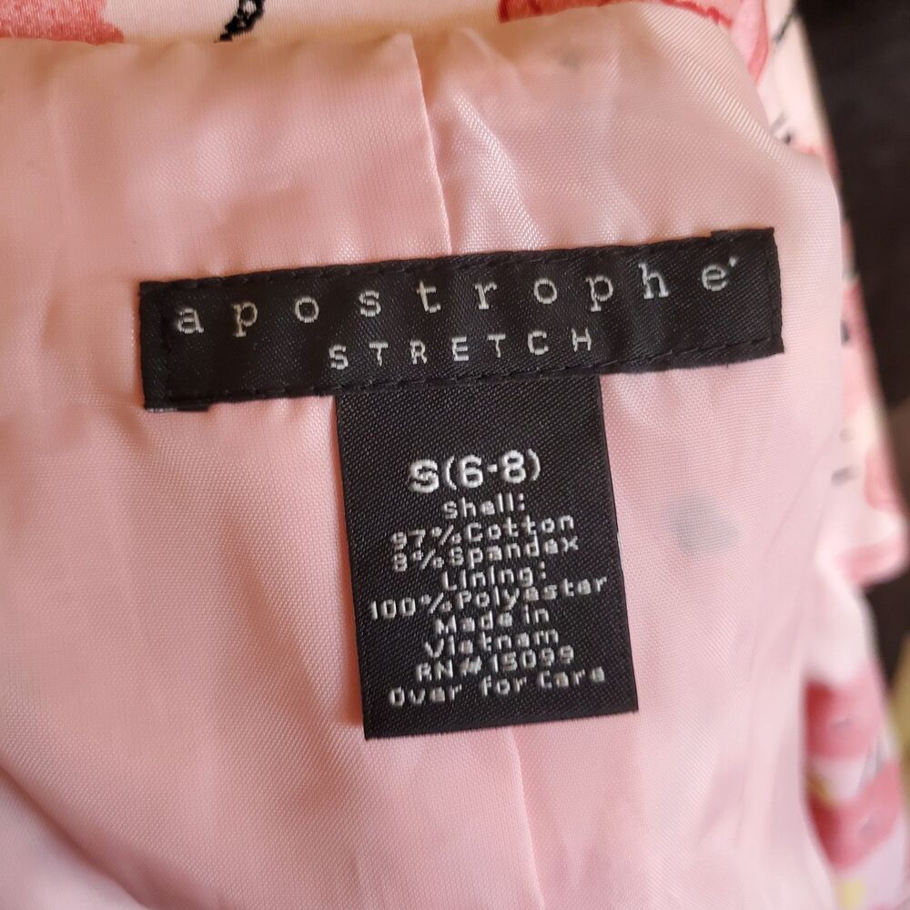 Apostrophe Cotton Pink Floral Trench Coat Quirky Twee Feminine Barbie Size S - Picture 6 of 7